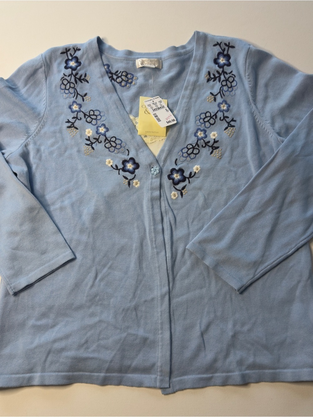 Christopher & Banks Light Blue Embroidered Cardigan